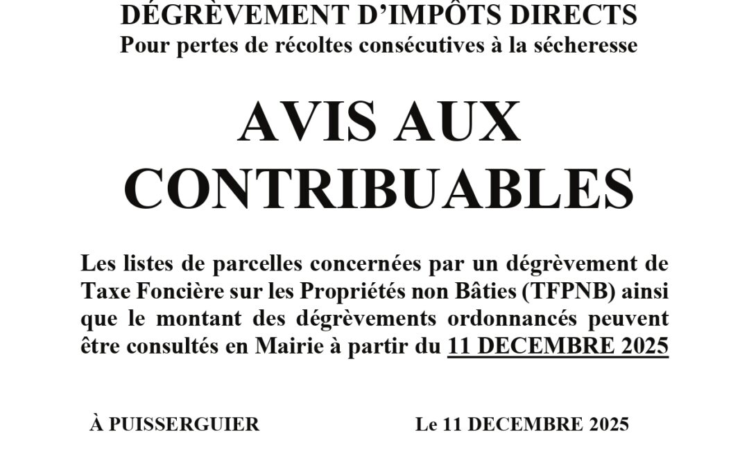 Dégrèvement impots suite sécheresse