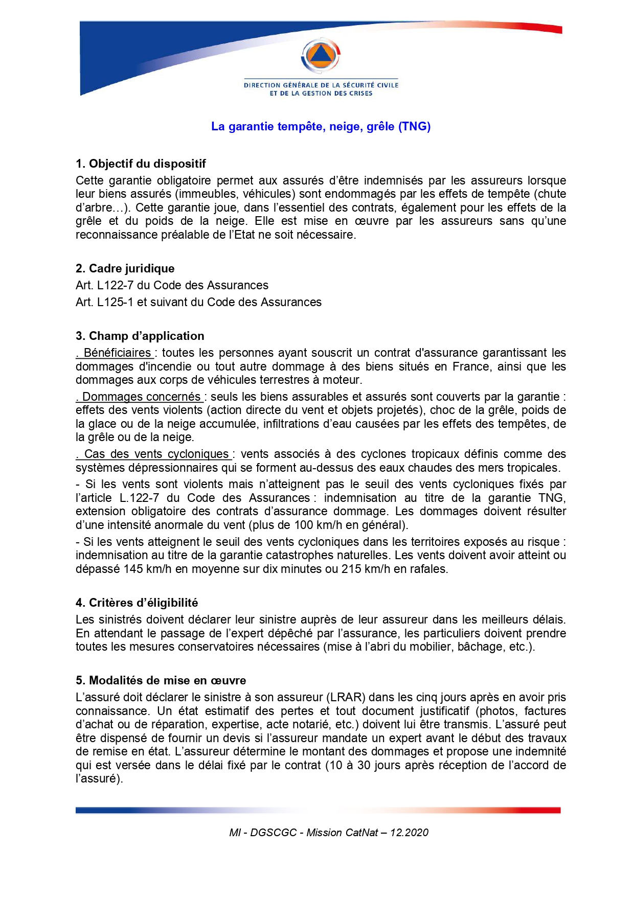 Déclaration sinistres – Tempête Nils