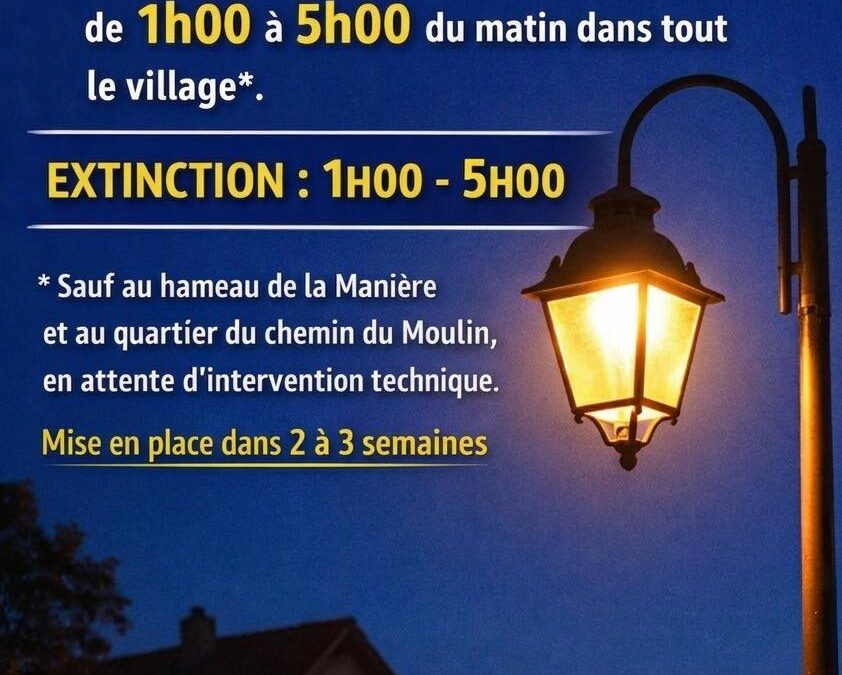 ECLAIRAGE PUBLIC : NOUVEAUX HORAIRES