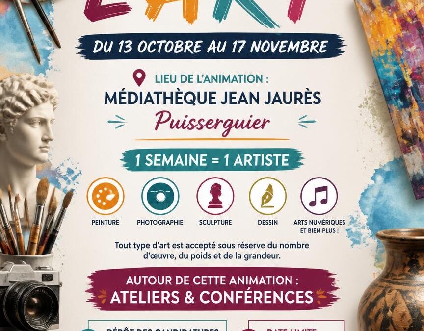🎨 LE MOIS DE L&rsquo;ART ARRIVE À PUISSERGUIER ! 🖌️